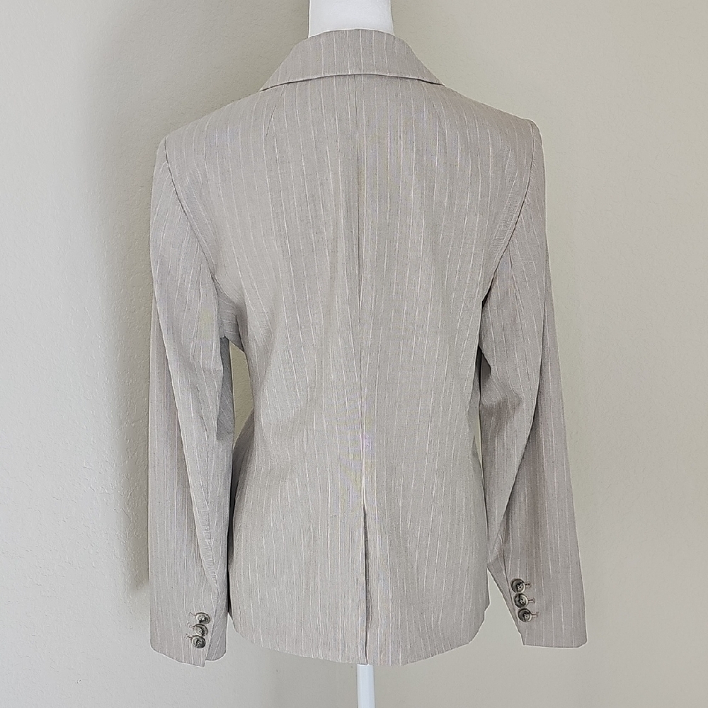 Talbots Pink Pinstripe Tan Blazer Suit Jacket Sz 8 - Picture 4 of 8